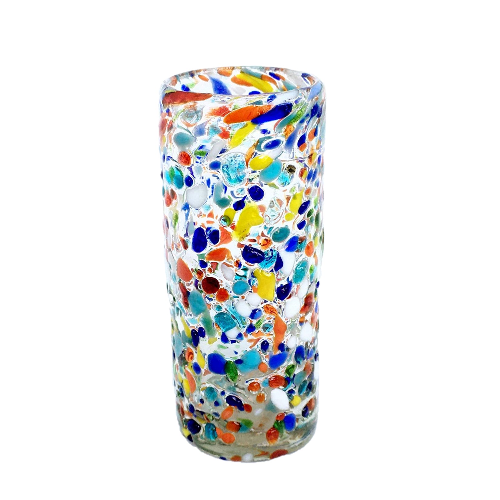 Sale Items / Confetti Rocks 2 oz Tequila Shot Glasses (set of 6) / Sip your favorite Tequila or Mezcal with these iconic Confetti Rocks shot glasses, which are a must-have of any bar. Crafted one by one by skilled artisans in Tonala, Mexico, each glass is different from the next making them unique works of art. They feature our colorful Confetti rocks design with small colored-glass rounded cristals embedded in clear glass that give them a nice feeling and grip. These shot glasses are festive and fun, making them a perfect gift for anyone. Get ready for your next fiesta!!